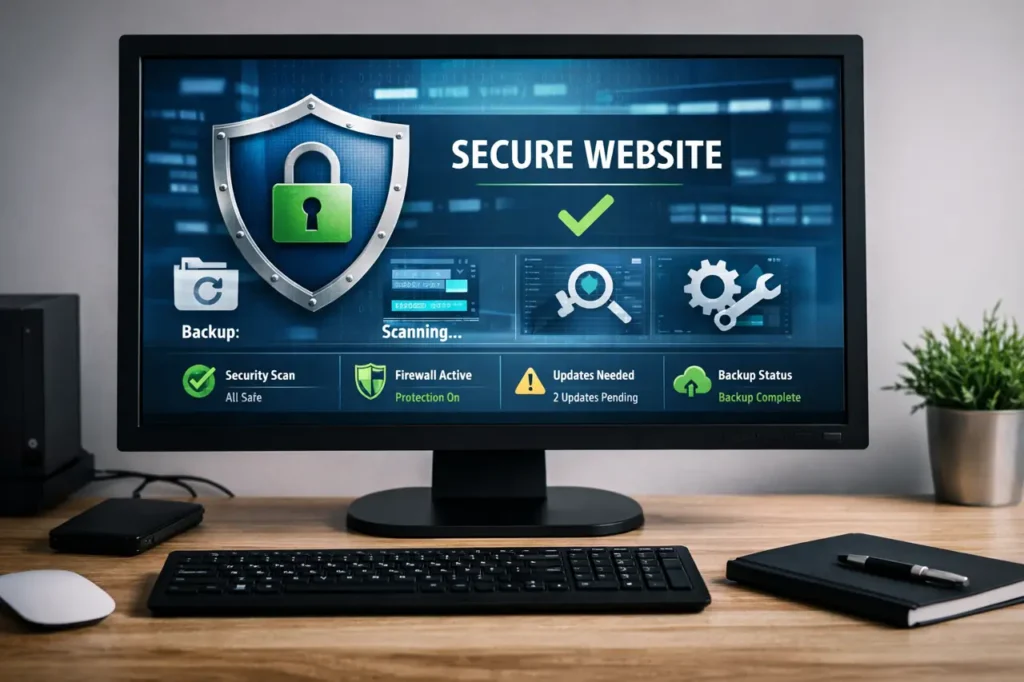 Monitor con panel de seguridad para mantenimiento y protección de una página web